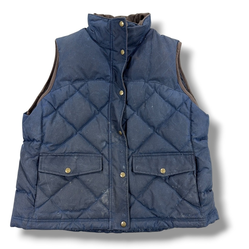 L.L.Bean Vest Women's Large Blue Upcountry Goose‎ Down Quilted Vintage